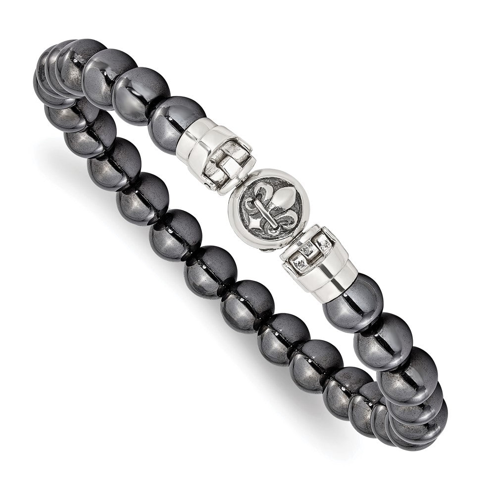 Sterling Silver Reflections 8mm Hematite Beaded 8in Bracelet/Bead not included, sold seperately