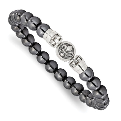 Sterling Silver Reflections 8mm Hematite Beaded 8in Bracelet/Bead not included, sold seperately