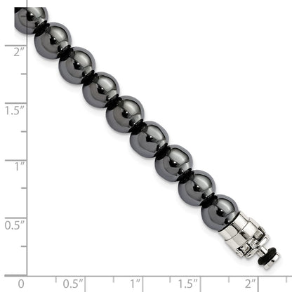 Sterling Silver Reflections 8mm Hematite Beaded 8in Bracelet/Bead not included, sold seperately