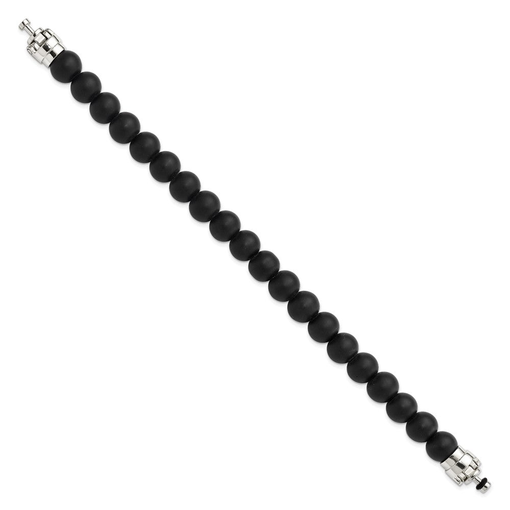 Sterling Silver Reflections 10mm Matte Black Onyx Beaded 8in Bracelet/Bead not included, sold seperately
