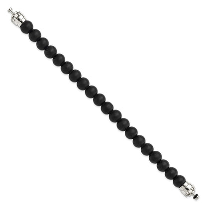 Sterling Silver Reflections 10mm Matte Black Onyx Beaded 8in Bracelet/Bead not included, sold seperately