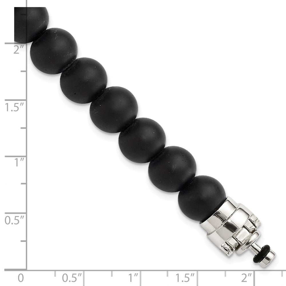 Sterling Silver Reflections 10mm Matte Black Onyx Beaded 8in Bracelet/Bead not included, sold seperately