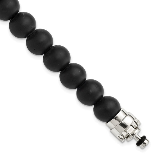 "Sterling Silver Reflections 10mm Matte Black Onyx Beaded 8.5in Bracelet/Bead not included, sold seperately"