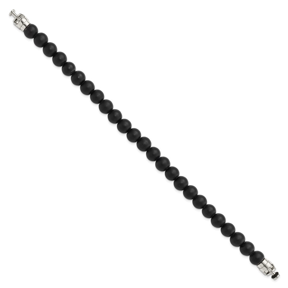 Sterling Silver Reflections 8mm Matte Black Onyx Beaded 8in Bracelet/Bead not included, sold seperately
