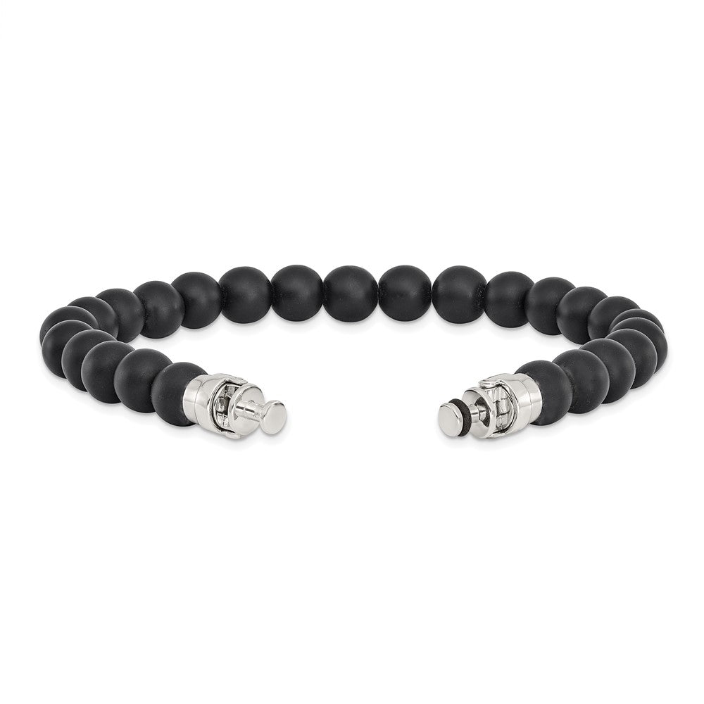 Sterling Silver Reflections 8mm Matte Black Onyx Beaded 8in Bracelet/Bead not included, sold seperately