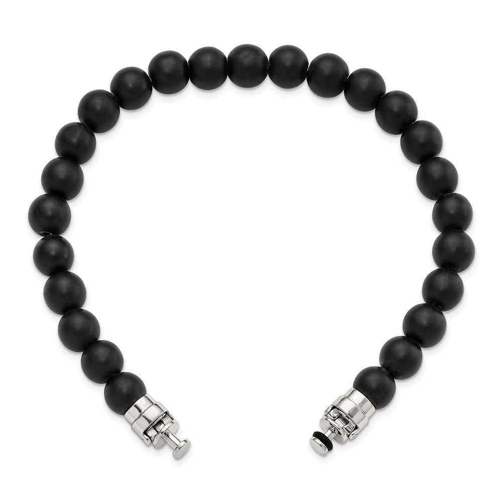 Sterling Silver Reflections 8mm Matte Black Onyx Beaded 8in Bracelet/Bead not included, sold seperately