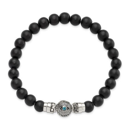 Sterling Silver Reflections 8mm Matte Black Onyx Beaded 8.5in Bracelet/Bead not included, sold seperately