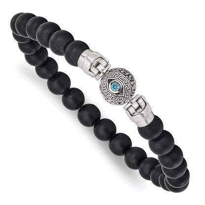 Sterling Silver Reflections 8mm Matte Black Onyx Beaded 8in Bracelet/Bead not included, sold seperately