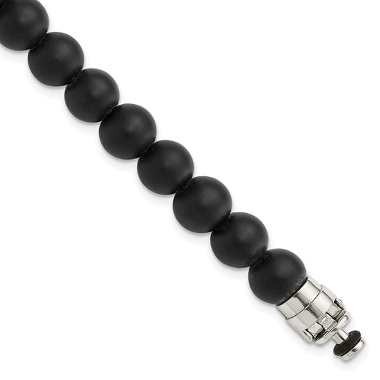 "Sterling Silver Reflections 8mm Matte Black Onyx Beaded 8.5in Bracelet/Bead not included, sold seperately"