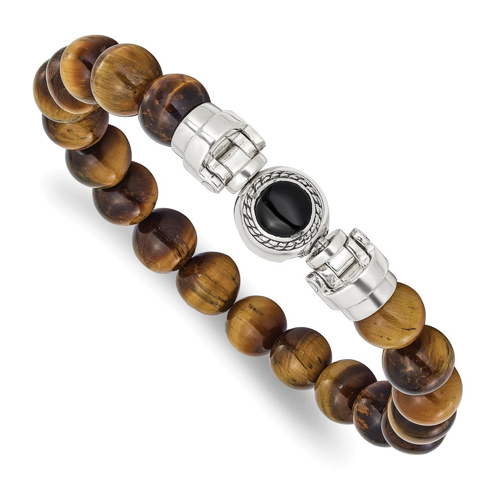 Sterling Silver Reflections 10mm Tigers Eye Beaded 8in Bracelet/Bead not included, sold seperately