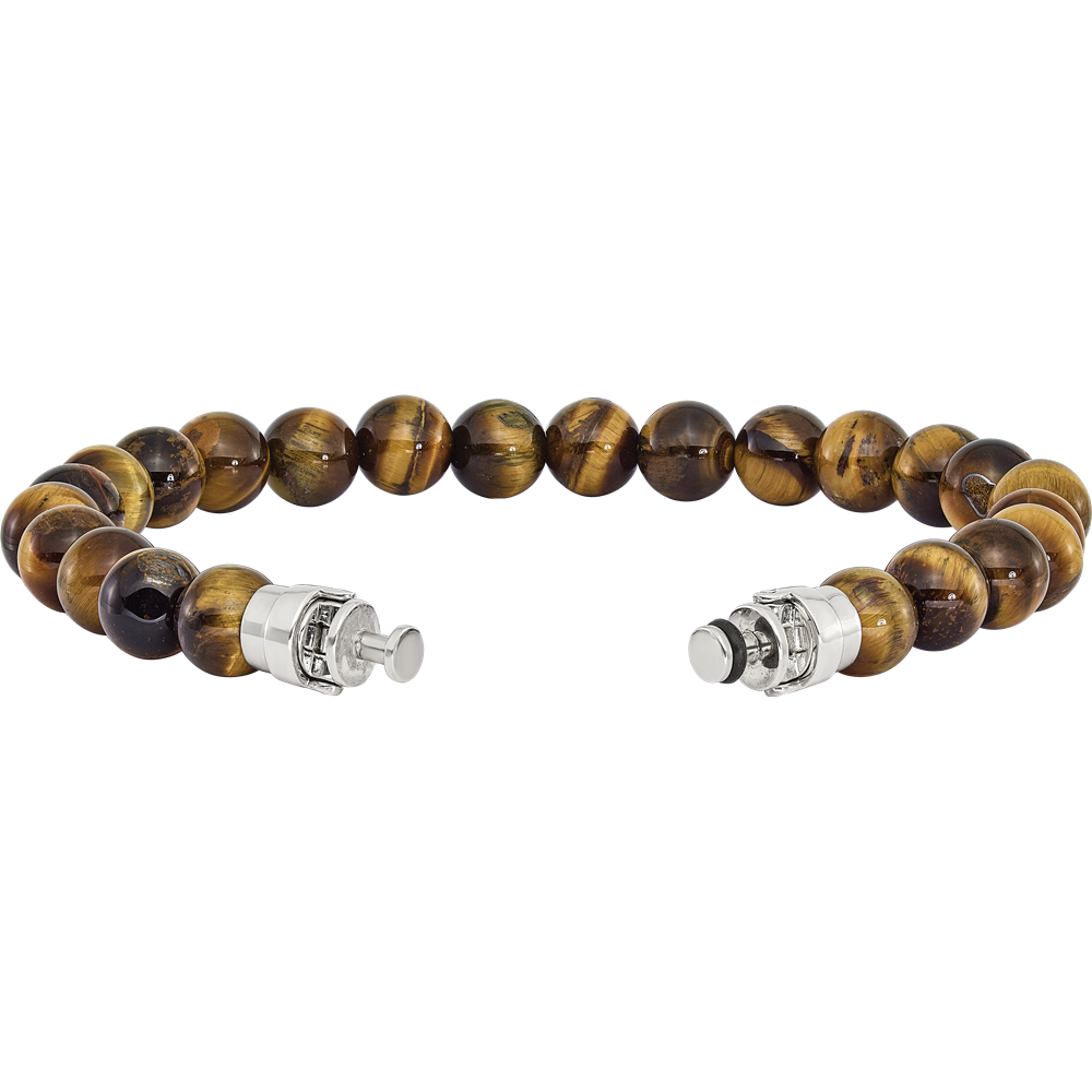 Sterling Silver Reflections 8mm Tigers Eye Beaded 8.5in Bracelet/Bead not included, sold seperately