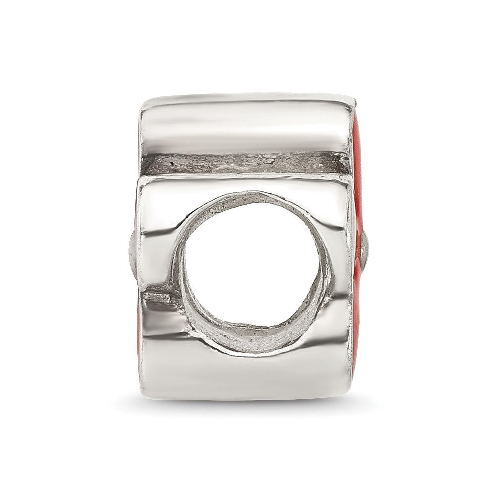 Sterling Silver Reflections Red Enameled Flower Bead