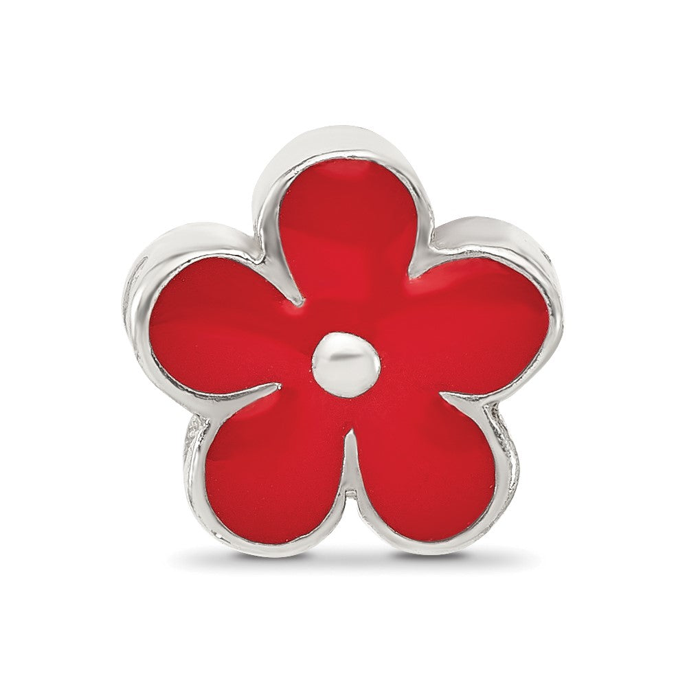 Sterling Silver Reflections Red Enameled Flower Bead
