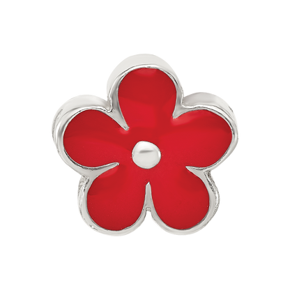 Sterling Silver Reflections Red Enameled Flower Bead