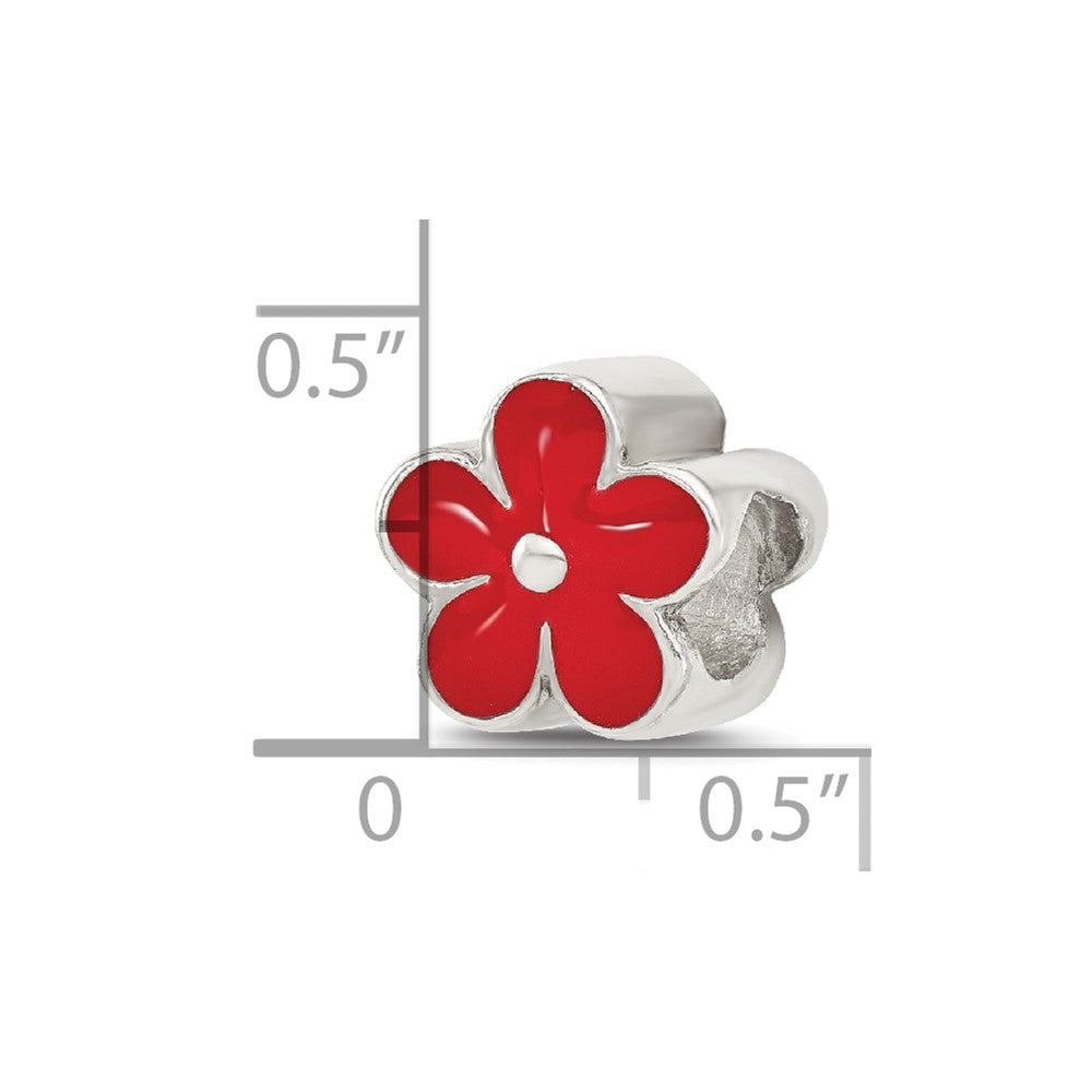 Sterling Silver Reflections Red Enameled Flower Bead