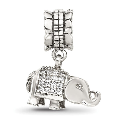 Sterling Silver Reflections CZ Elephant Dangle Bead
