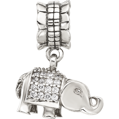 Sterling Silver Reflections CZ Elephant Dangle Bead