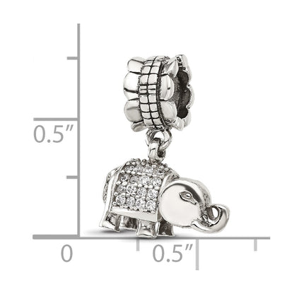 Sterling Silver Reflections CZ Elephant Dangle Bead