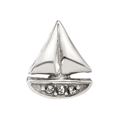 Sterling Silver Reflections Crystal Sailboat Bead