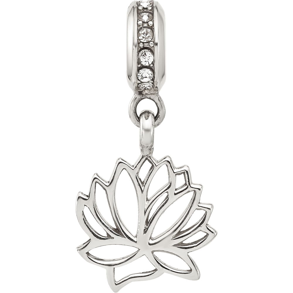 Sterling Silver Reflections Crystal Lotus Flower Dangle Bead