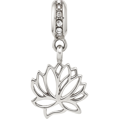 Sterling Silver Reflections Crystal Lotus Flower Dangle Bead