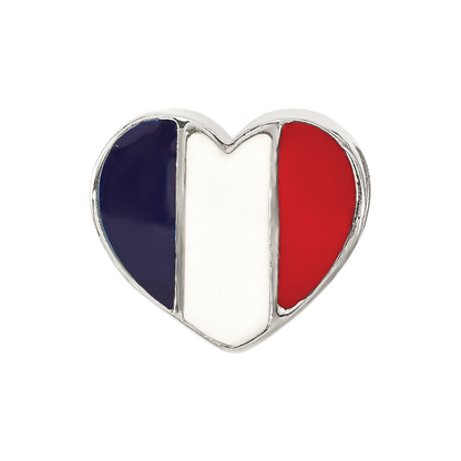 Sterling Silver Reflections French Enameled Flag Heart Shaped Bead