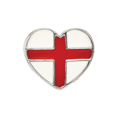 Sterling Silver Reflections Switzerland Enameled Flag Heart Shaped Bead