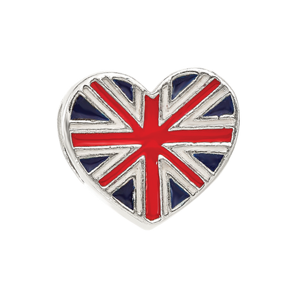 Sterling Silver Reflections United Kingdom Enamel Flag Heart Shaped Bead