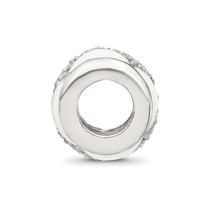 Sterling Silver Reflections White Enamel with CZ Design Bead