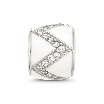 Sterling Silver Reflections White Enamel with CZ Design Bead