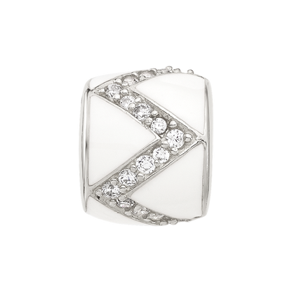 Sterling Silver Reflections White Enamel with CZ Design Bead