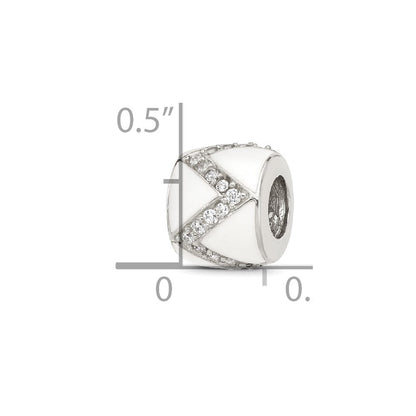 Sterling Silver Reflections White Enamel with CZ Design Bead