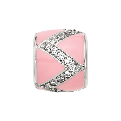 Sterling Silver Reflections Pink Enamel with CZ Design Bead