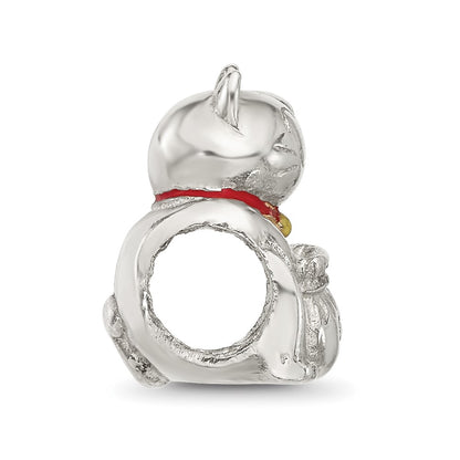 Sterling Silver Reflections Red Enameled Lucky Cat Bead