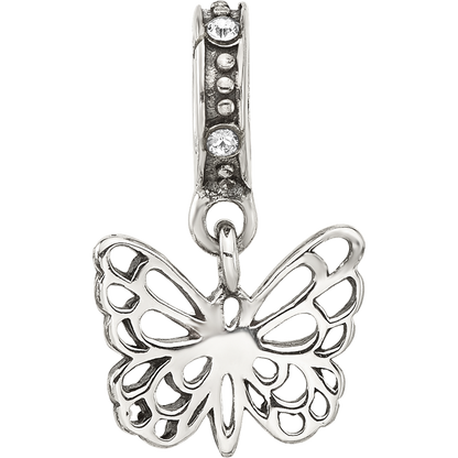 Sterling Silver Reflections Crystal Butterfly Dangle Bead