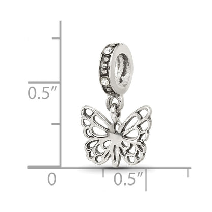 Sterling Silver Reflections Crystal Butterfly Dangle Bead