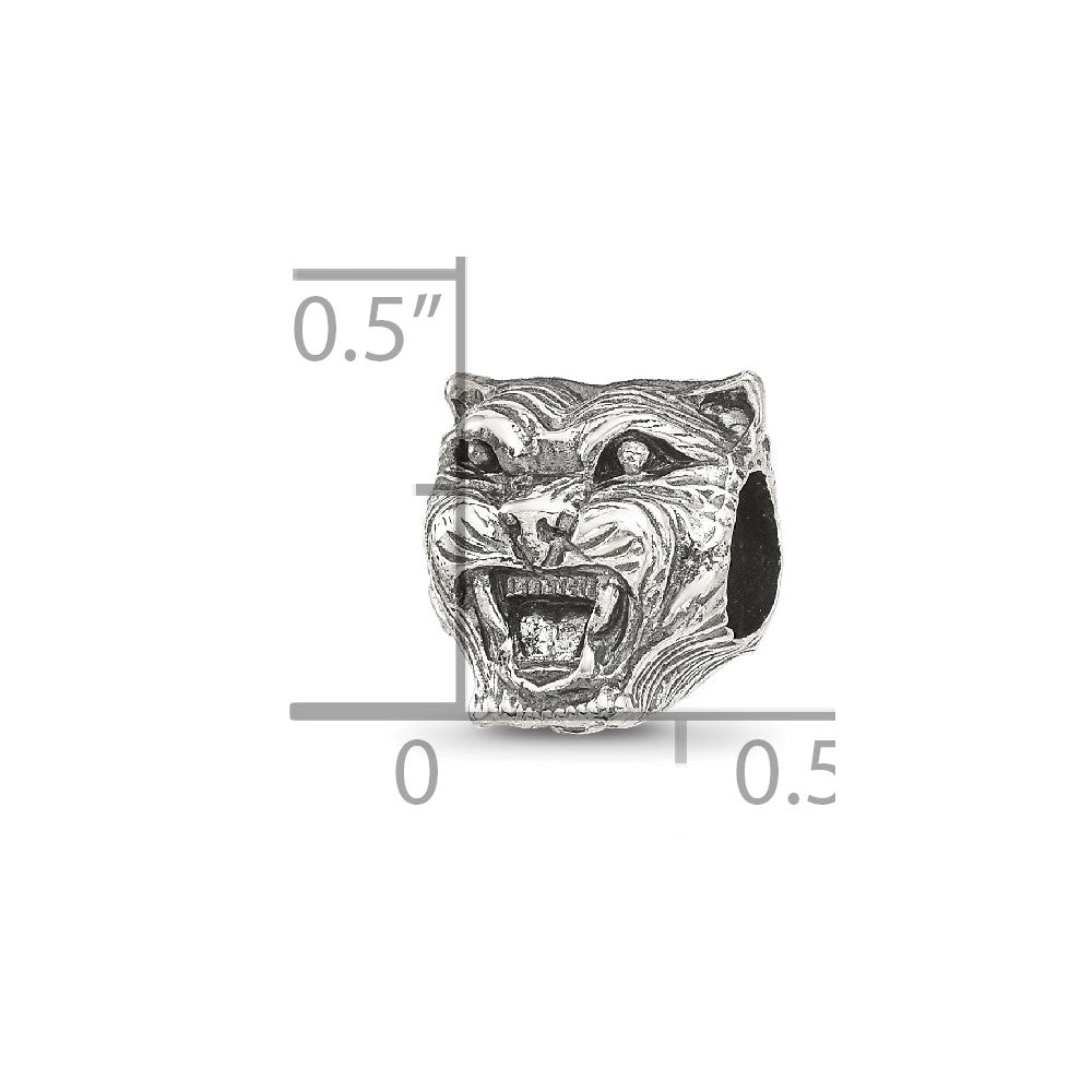 Sterling Silver Reflections Antiqued Tiger Head Bead