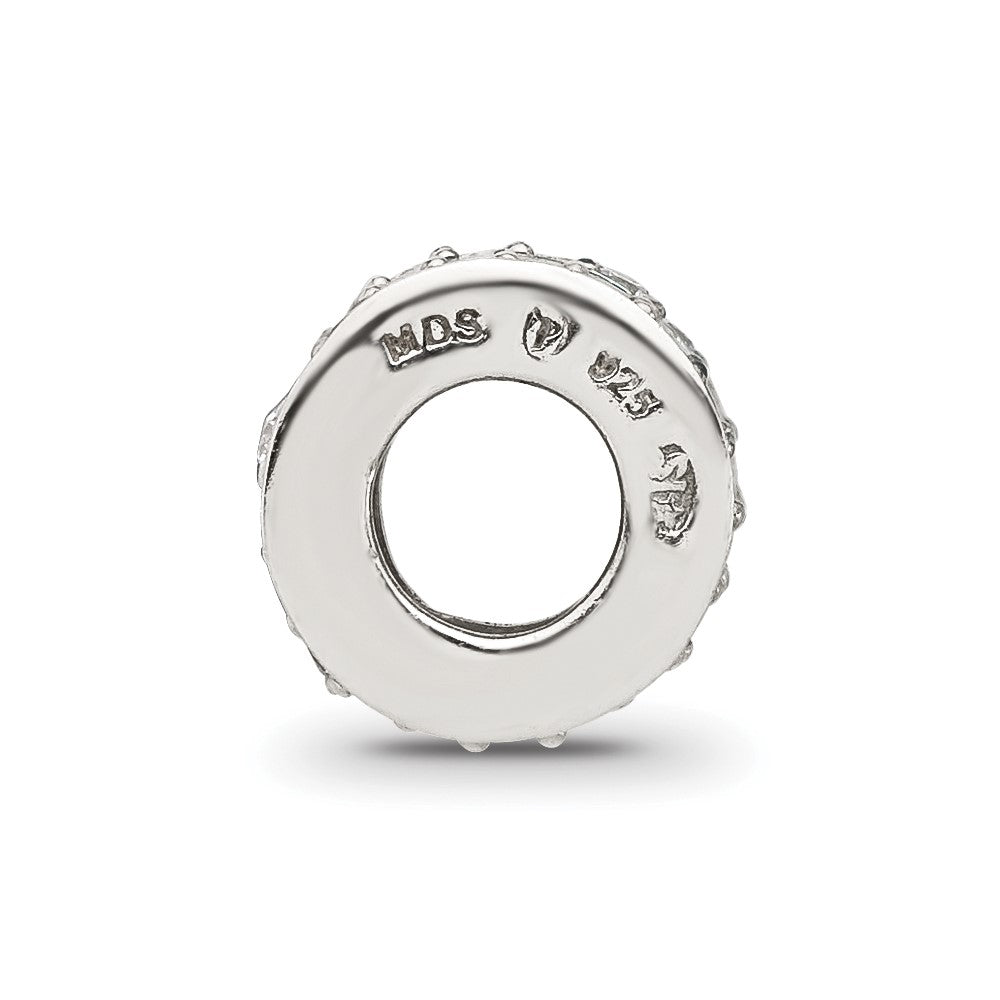 Sterling Silver Reflections Polished CZ Teal Enameled Scroll Bead