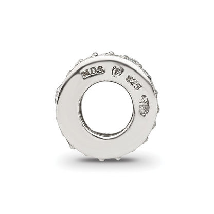 Sterling Silver Reflections Polished CZ Teal Enameled Scroll Bead