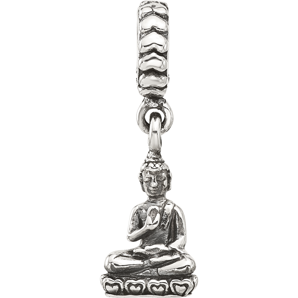 Sterling Silver Reflections Antiqued Budda Dangle Bead