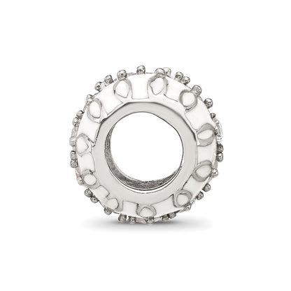 Sterling Silver Reflections White Enamel and CZ Fancy Bead