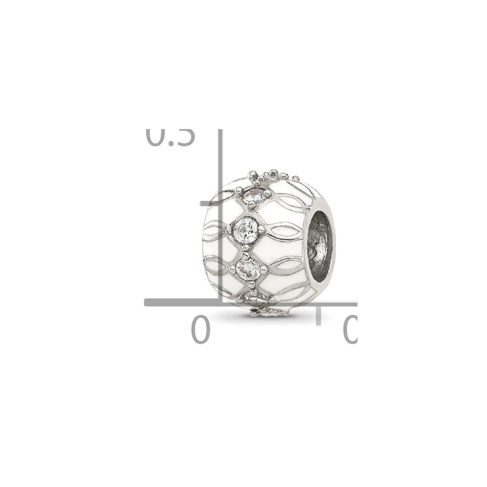 Sterling Silver Reflections White Enamel and CZ Fancy Bead