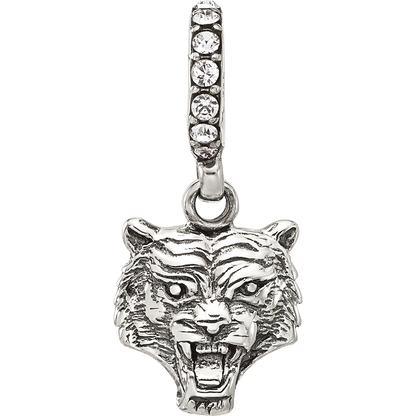 Sterling Silver Reflections Crystal Tiger Head Dangle Bead