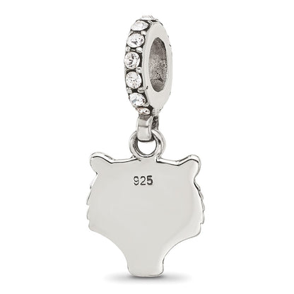 Sterling Silver Reflections Crystal Tiger Head Dangle Bead