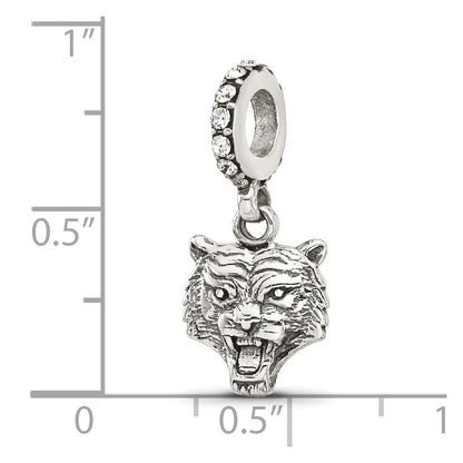 Sterling Silver Reflections Crystal Tiger Head Dangle Bead