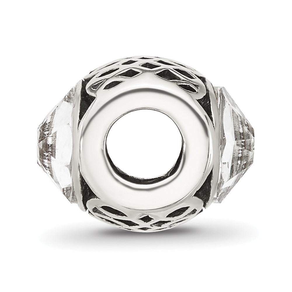 Sterling Silver Reflections Antiqued Clear Crystal Bead
