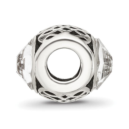 Sterling Silver Reflections Antiqued Clear Crystal Bead