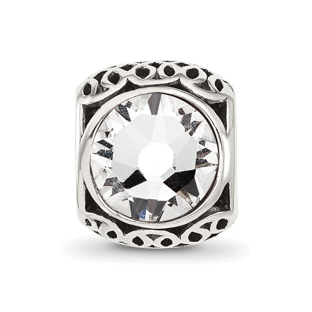 Sterling Silver Reflections Antiqued Clear Crystal Bead