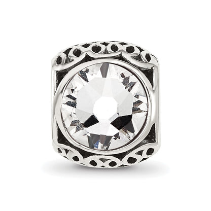 Sterling Silver Reflections Antiqued Clear Crystal Bead