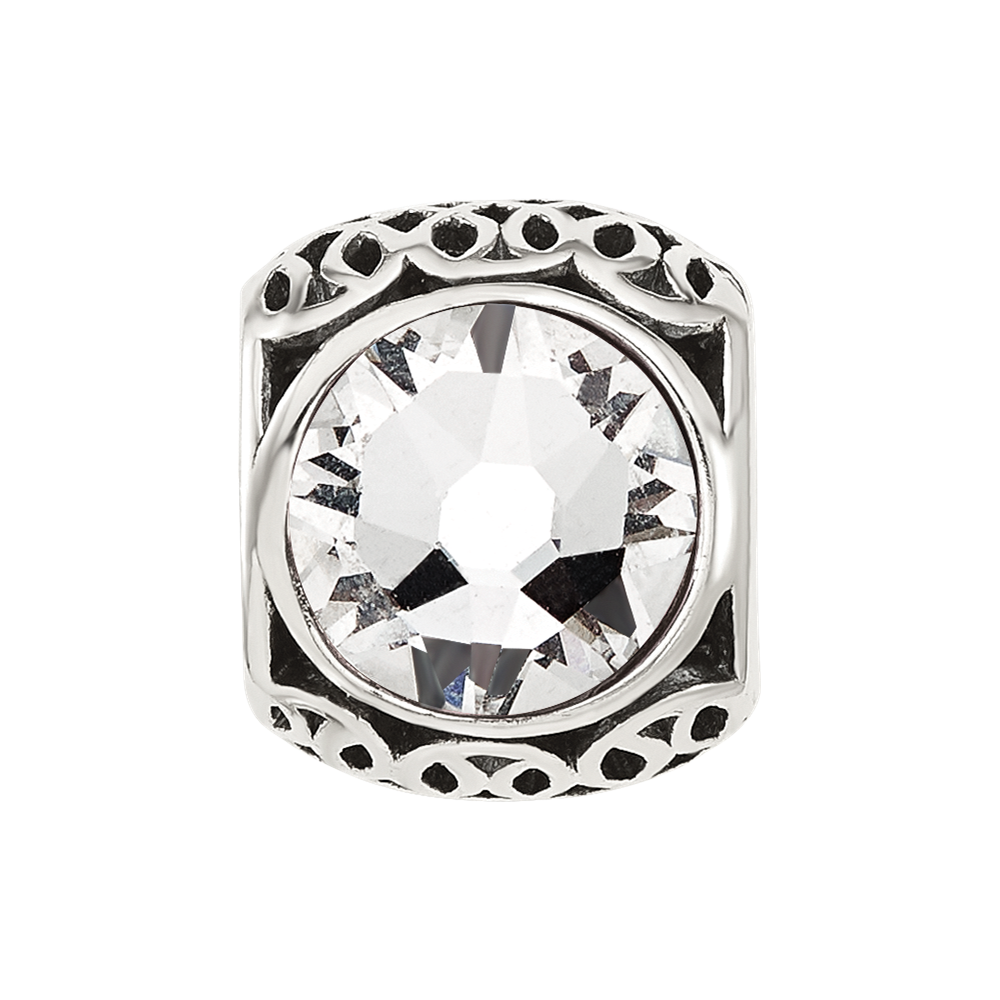 Sterling Silver Reflections Antiqued Clear Crystal Bead